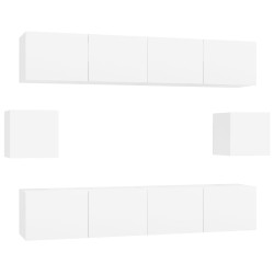 vidaXL 6-tlg. TV-Schrank-Set Hochglanz-Weiß Holzwerkstoff
