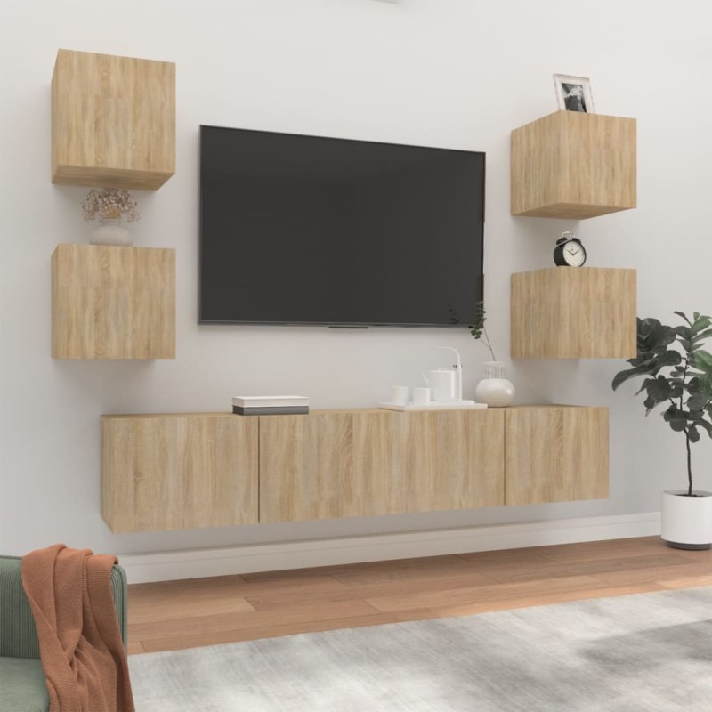 vidaXL 6-tlg. TV-Schrank-Set Sonoma-Eiche Holzwerkstoff vidaXL 6-tlg. TV-Schrank-Set Sonoma-Eiche Holzwerkstoff