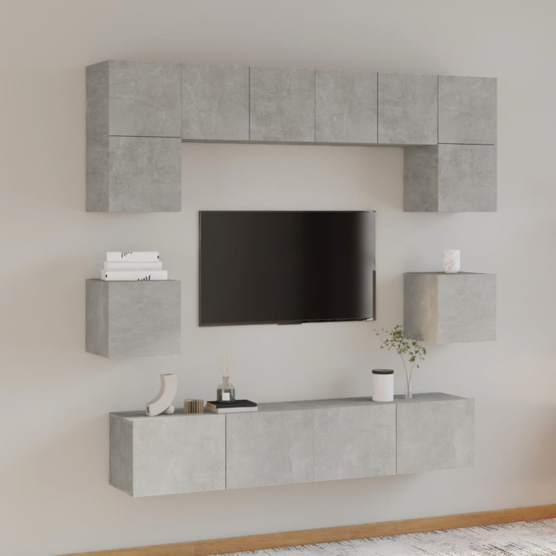 vidaXL 8-tlg. TV-Schrank-Set Betongrau Holzwerkstoff vidaXL 8-tlg. TV-Schrank-Set Betongrau Holzwerkstoff