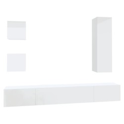 vidaXL 5-tlg. TV-Schrank-Set Hochglanz-Weiß Holzwerkstoff