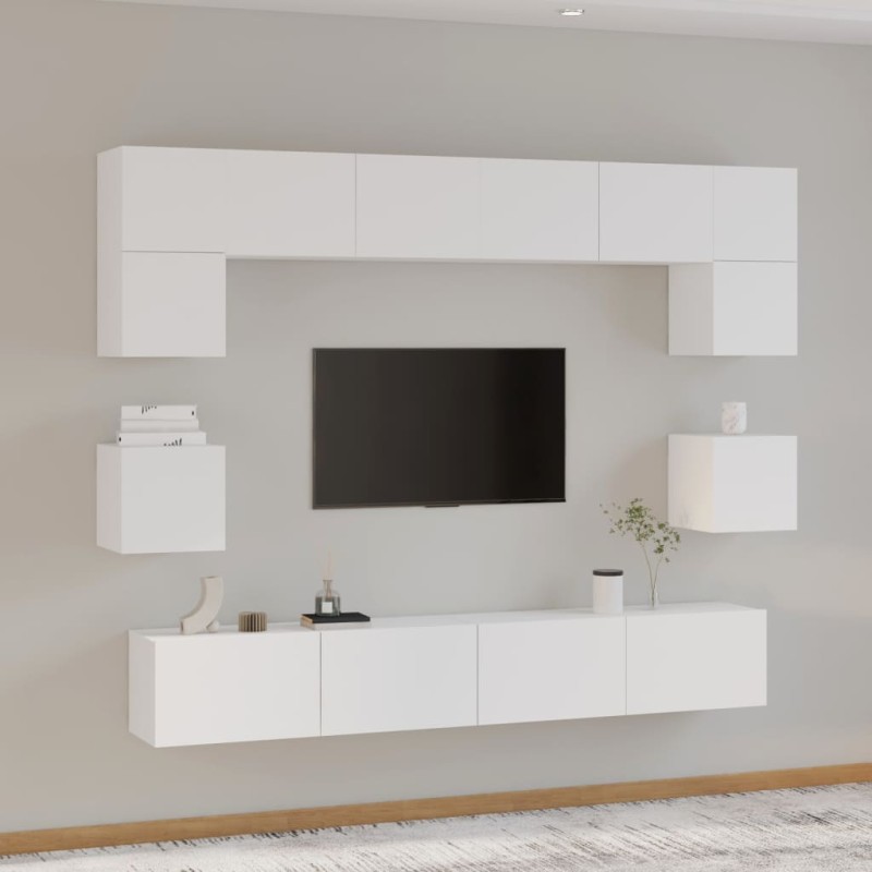 vidaXL 8-tlg. TV-Schrank-Set Weiß Holzwerkstoff vidaXL 8-tlg. TV-Schrank-Set Weiß Holzwerkstoff