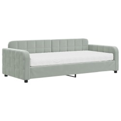 vidaXL Tagesbett mit Matratze Hellgrau 90x200 cm Samt