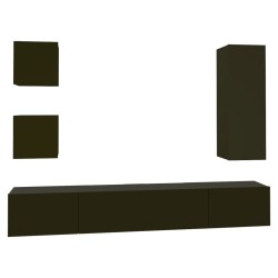 vidaXL 5-tlg. TV-Schrank-Set Schwarz Holzwerkstoff