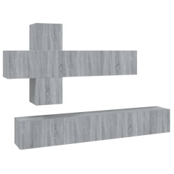 vidaXL 7-tlg. TV-Schrank-Set Grau Sonoma Holzwerkstoff