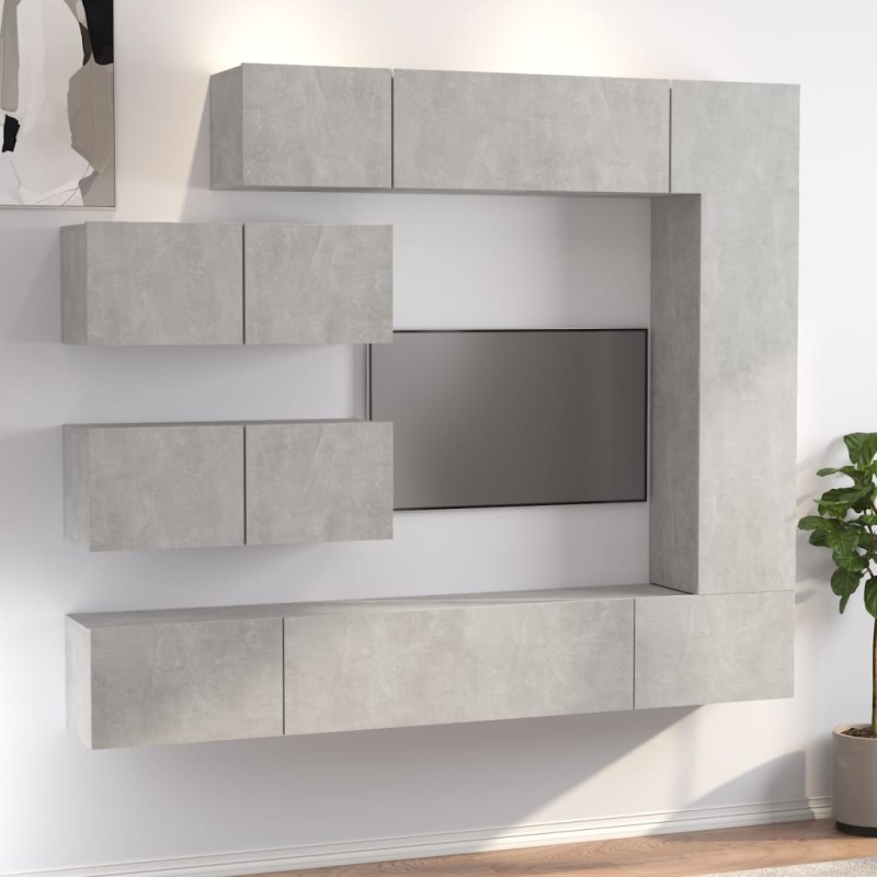 vidaXL 7-tlg. TV-Schrank-Set Betongrau Holzwerkstoff vidaXL 7-tlg. TV-Schrank-Set Betongrau Holzwerkstoff