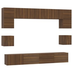 vidaXL 8-tlg. TV-Schrank-Set Braun Eichen-Optik Holzwerkstoff