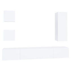vidaXL 5-tlg. TV-Schrank-Set Weiß Holzwerkstoff