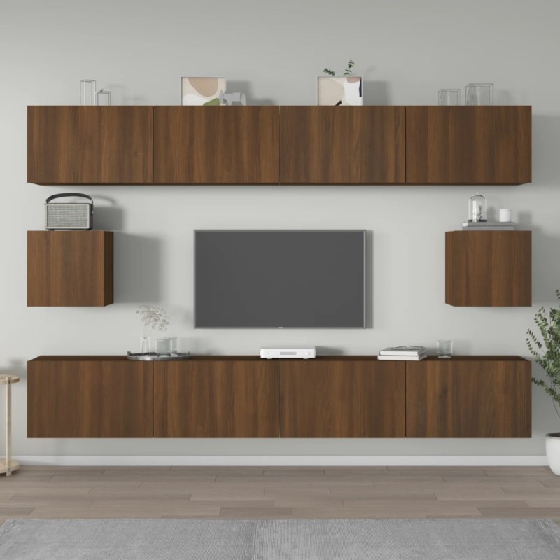vidaXL 6-tlg. TV-Schrank-Set Braun Eichen-Optik Holzwerkstoff vidaXL 6-tlg. TV-Schrank-Set Braun Eichen-Optik Holzwerkstoff