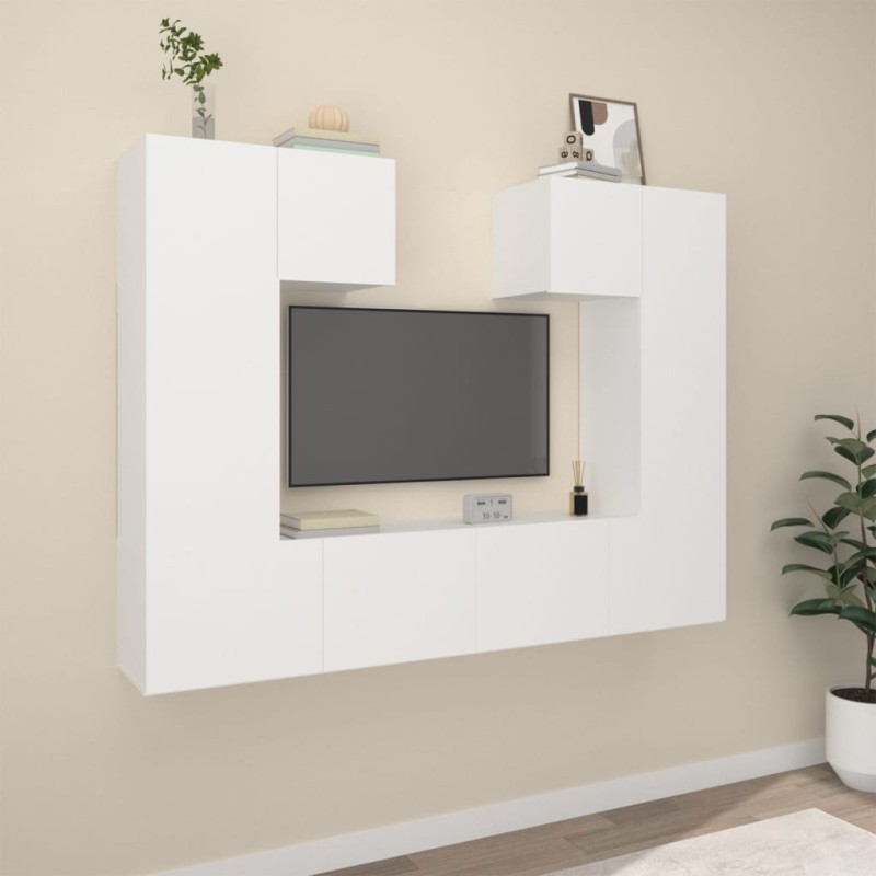 vidaXL 6-tlg. TV-Schrank-Set Weiß Holzwerkstoff vidaXL 6-tlg. TV-Schrank-Set Weiß Holzwerkstoff