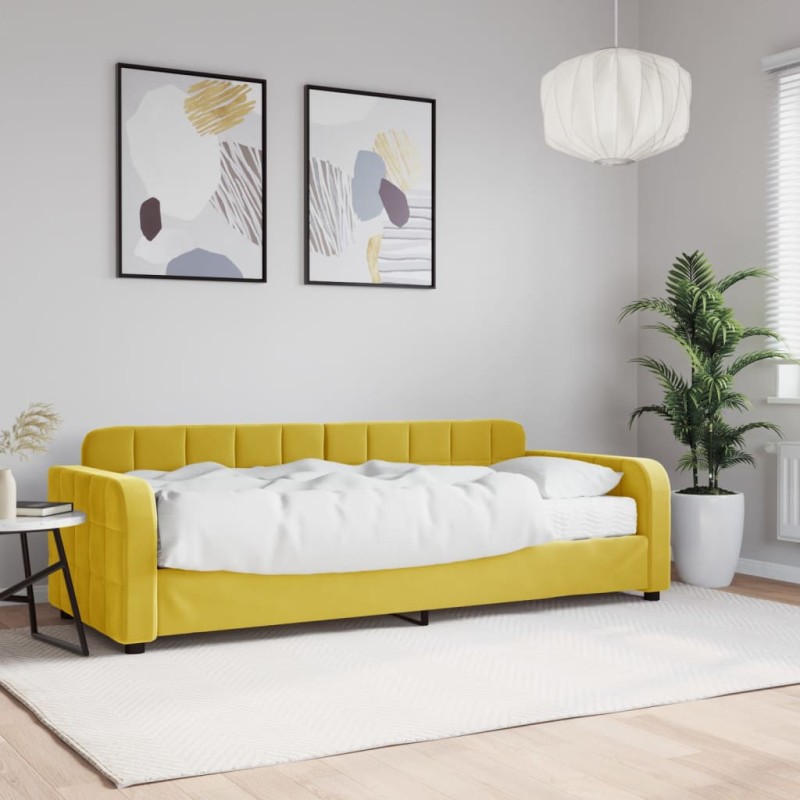 vidaXL Tagesbett mit Matratze Gelb 80x200 cm Samt vidaXL Tagesbett mit Matratze Gelb 80x200 cm Samt
