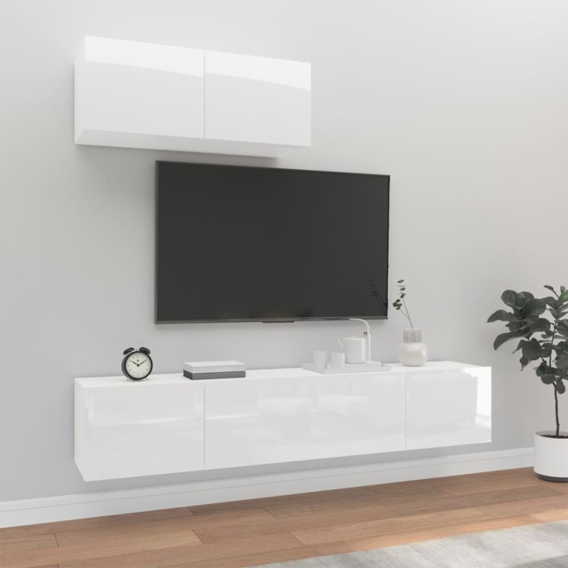vidaXL 3-tlg. TV-Schrank-Set Hochglanz-Weiß Holzwerkstoff vidaXL 3-tlg. TV-Schrank-Set Hochglanz-Weiß Holzwerkstoff