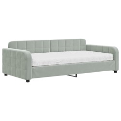 vidaXL Tagesbett mit Matratze Hellgrau 100x200 cm Samt
