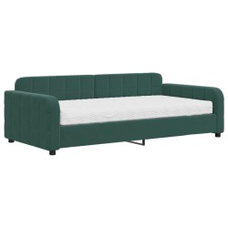 vidaXL Tagesbett mit Matratze Dunkelgrün 100x200 cm Samt