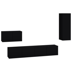 vidaXL 4-tlg. TV-Schrank-Set Schwarz Holzwerkstoff