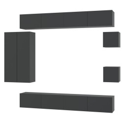 vidaXL 8-tlg. TV-Schrank-Set Schwarz Holzwerkstoff