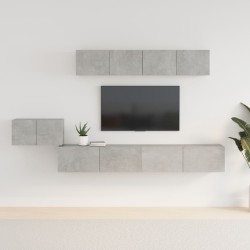 vidaXL 5-tlg. TV-Schrank-Set Betongrau Holzwerkstoff