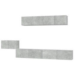 vidaXL 5-tlg. TV-Schrank-Set Betongrau Holzwerkstoff
