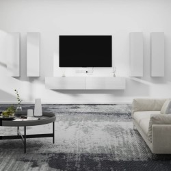 vidaXL 6-tlg. TV-Schrank-Set Hochglanz-Weiß Holzwerkstoff
