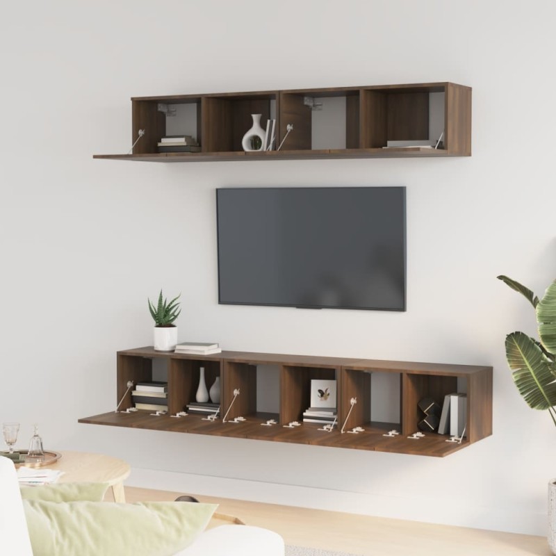 vidaXL 5-tlg. TV-Schrank-Set Braun Eichen-Optik Holzwerkstoff vidaXL 5-tlg. TV-Schrank-Set Braun Eichen-Optik Holzwerkstoff