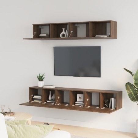 vidaXL 5-tlg. TV-Schrank-Set Braun Eichen-Optik Holzwerkstoff