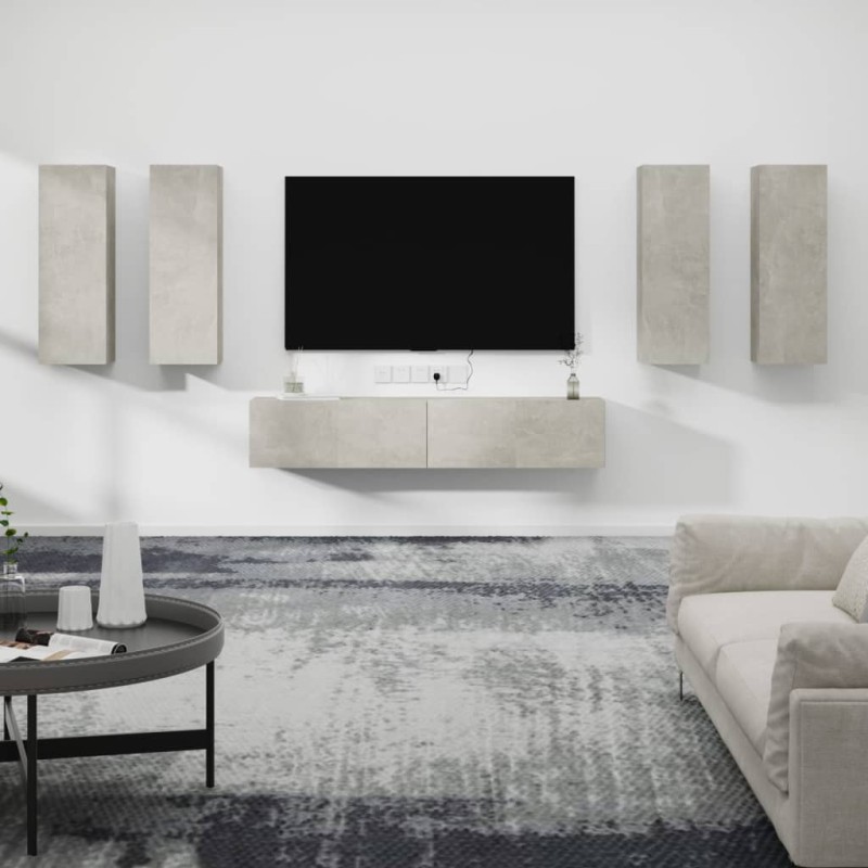 vidaXL 6-tlg. TV-Schrank-Set Betongrau Holzwerkstoff vidaXL 6-tlg. TV-Schrank-Set Betongrau Holzwerkstoff