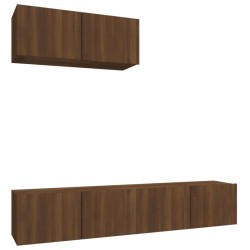 vidaXL 3-tlg. TV-Schrank-Set Braun Eichen-Optik Holzwerkstoff