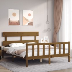 Massivholzbett mit Kopfteil Honigbraun 160x200 cm