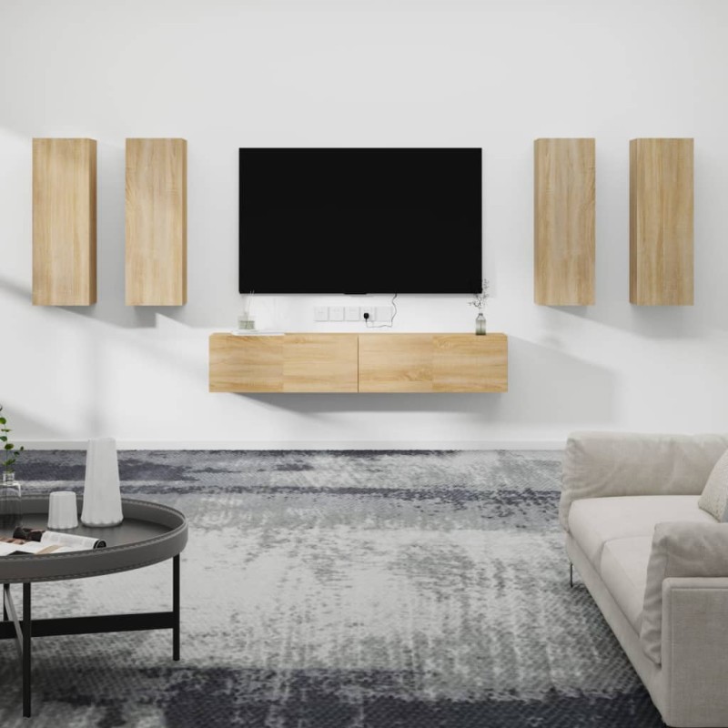 vidaXL 6-tlg. TV-Schrank-Set Sonoma-Eiche Holzwerkstoff vidaXL 6-tlg. TV-Schrank-Set Sonoma-Eiche Holzwerkstoff
