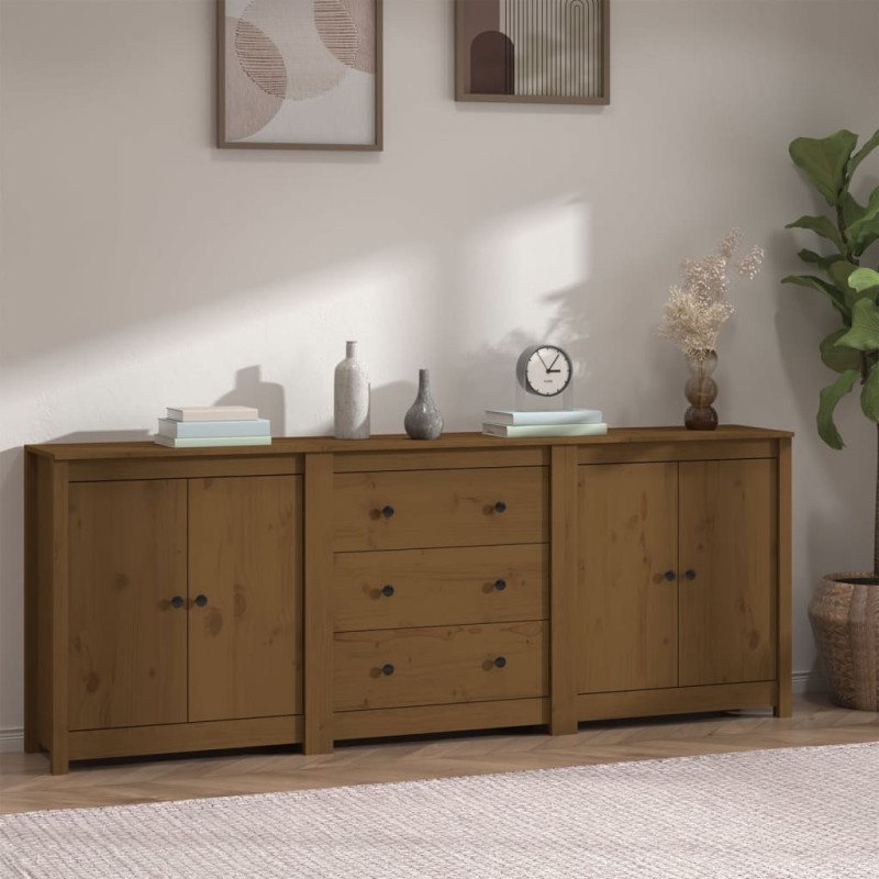 vidaXL Sideboard Honigbraun 210x35x80 cm Massivholz Kiefer vidaXL Sideboard Honigbraun 210x35x80 cm Massivholz Kiefer