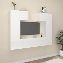 vidaXL 6-tlg. TV-Schrank-Set Hochglanz-Weiß Holzwerkstoff