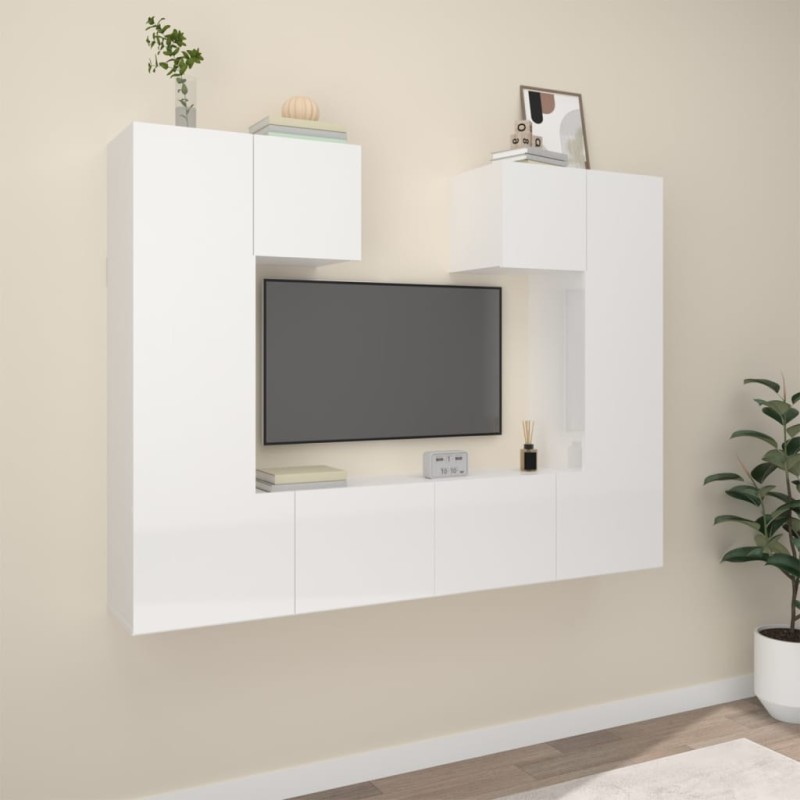 vidaXL 6-tlg. TV-Schrank-Set Hochglanz-Weiß Holzwerkstoff vidaXL 6-tlg. TV-Schrank-Set Hochglanz-Weiß Holzwerkstoff