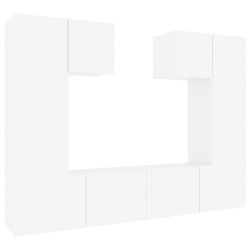 vidaXL 6-tlg. TV-Schrank-Set Hochglanz-Weiß Holzwerkstoff