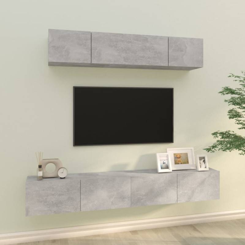vidaXL 4-tlg. TV-Schrank-Set Betongrau Holzwerkstoff vidaXL 4-tlg. TV-Schrank-Set Betongrau Holzwerkstoff
