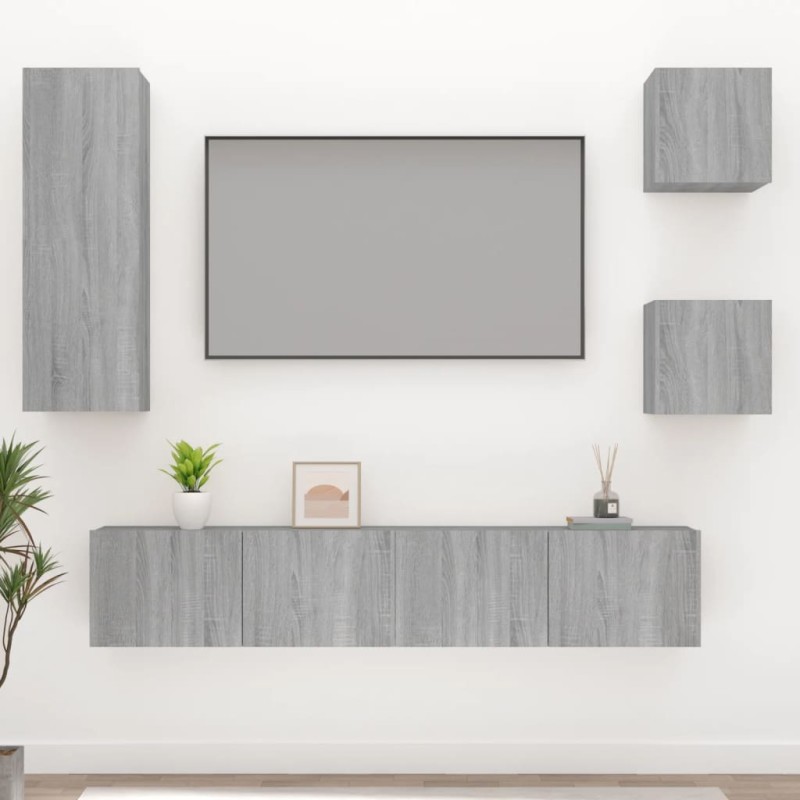 vidaXL 5-tlg. TV-Schrank-Set Grau Sonoma Holzwerkstoff vidaXL 5-tlg. TV-Schrank-Set Grau Sonoma Holzwerkstoff