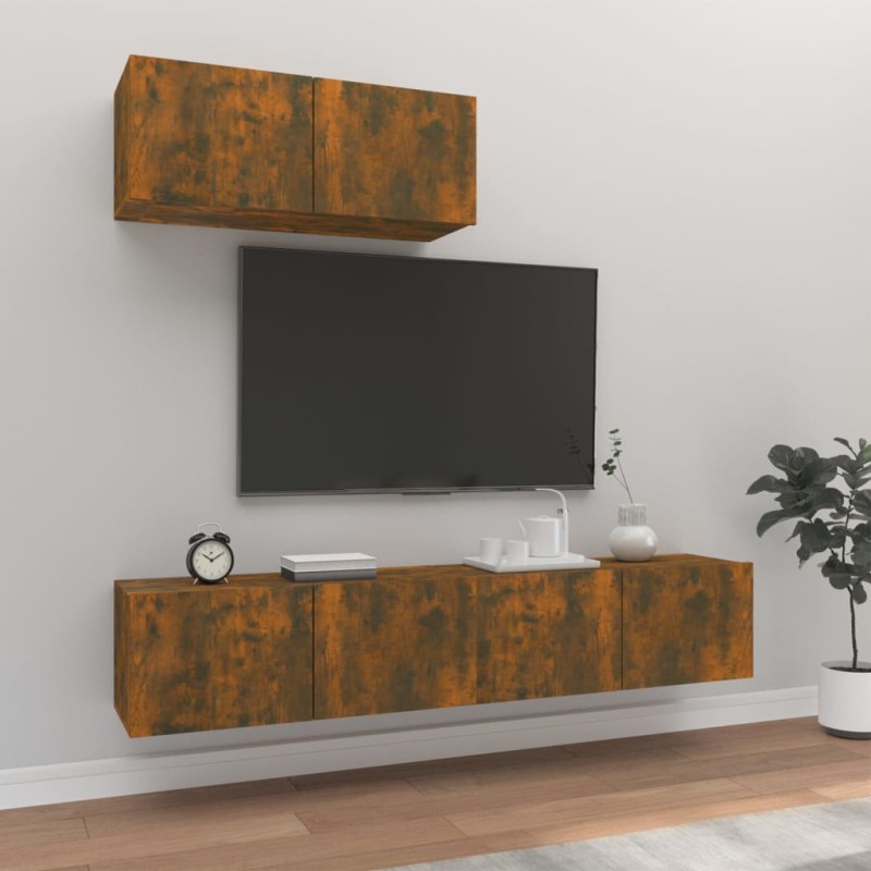 vidaXL 3-tlg. TV-Schrank-Set Räuchereiche Holzwerkstoff vidaXL 3-tlg. TV-Schrank-Set Räuchereiche Holzwerkstoff