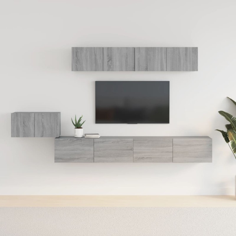 vidaXL 5-tlg. TV-Schrank-Set Grau Sonoma Holzwerkstoff vidaXL 5-tlg. TV-Schrank-Set Grau Sonoma Holzwerkstoff