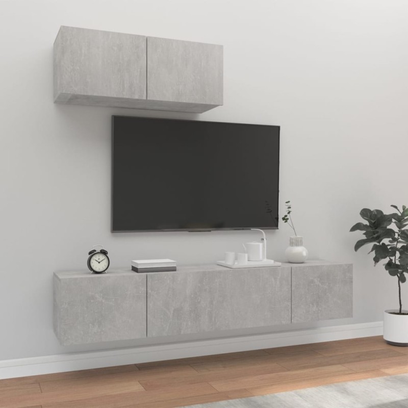 vidaXL 3-tlg. TV-Schrank-Set Betongrau Holzwerkstoff vidaXL 3-tlg. TV-Schrank-Set Betongrau Holzwerkstoff
