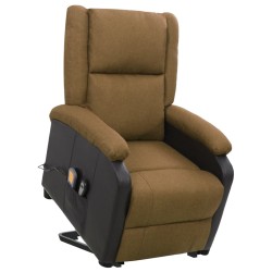 Massagesessel mit Aufstehhilfe Braun Stoff