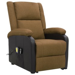 Massagesessel mit Aufstehhilfe Braun Stoff
