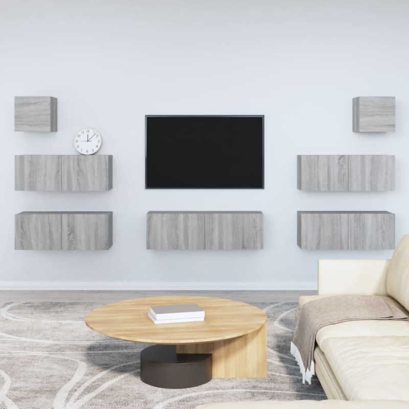 vidaXL 7-tlg. TV-Schrank-Set Grau Sonoma Holzwerkstoff vidaXL 7-tlg. TV-Schrank-Set Grau Sonoma Holzwerkstoff