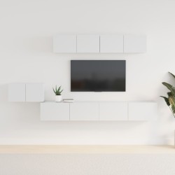 vidaXL 5-tlg. TV-Schrank-Set Hochglanz-Weiß Holzwerkstoff