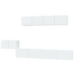 vidaXL 5-tlg. TV-Schrank-Set Hochglanz-Weiß Holzwerkstoff