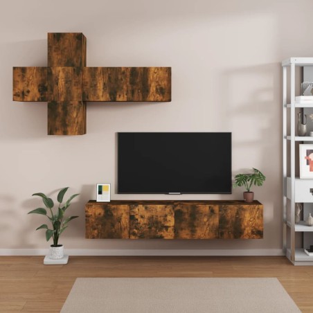 vidaXL 7-tlg. TV-Schrank-Set Räuchereiche Holzwerkstoff
