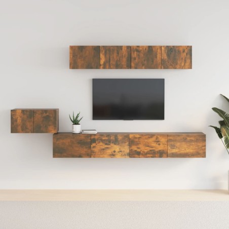 vidaXL 5-tlg. TV-Schrank-Set Räuchereiche Holzwerkstoff
