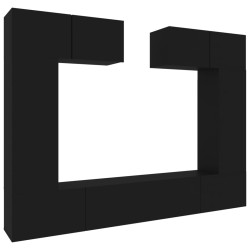 vidaXL 6-tlg. TV-Schrank-Set Schwarz Holzwerkstoff
