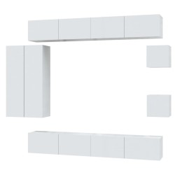vidaXL 8-tlg. TV-Schrank-Set Hochglanz-Weiß Holzwerkstoff