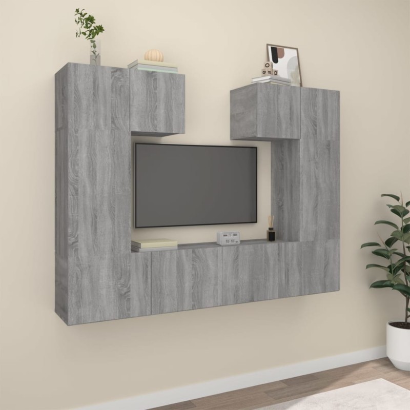 vidaXL 6-tlg. TV-Schrank-Set Grau Sonoma Holzwerkstoff vidaXL 6-tlg. TV-Schrank-Set Grau Sonoma Holzwerkstoff