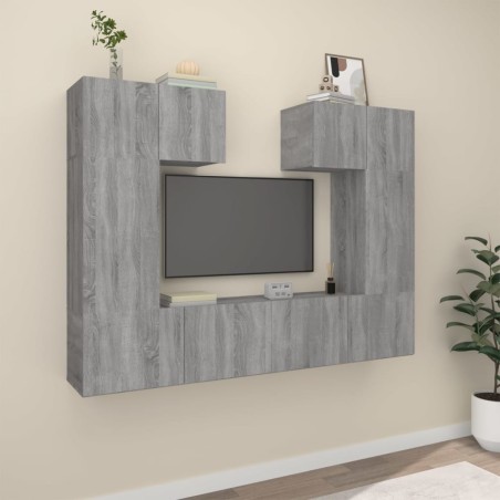 vidaXL 6-tlg. TV-Schrank-Set Grau Sonoma Holzwerkstoff