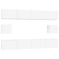 vidaXL 6-tlg. TV-Schrank-Set Hochglanz-Weiß Holzwerkstoff