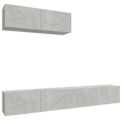 vidaXL 3-tlg. TV-Schrank-Set Betongrau Holzwerkstoff